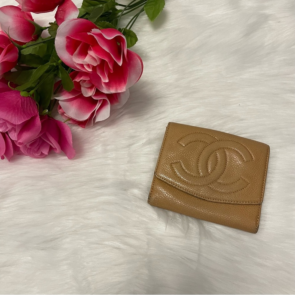 CHANEL Tan Leather Wallet
